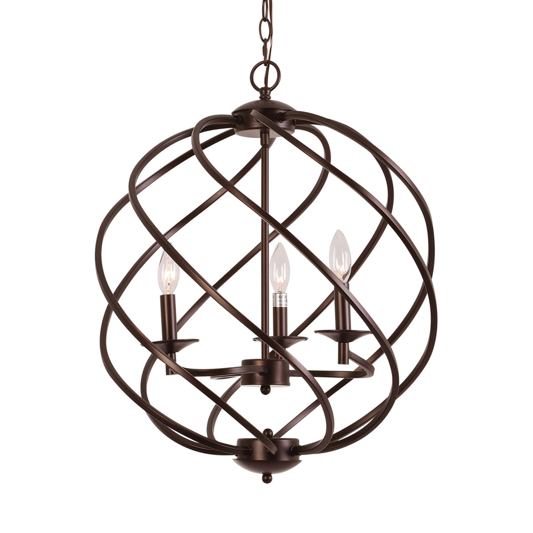 Jericho Hanging Pendant Country Farmhouse 3-Light Bronze 19