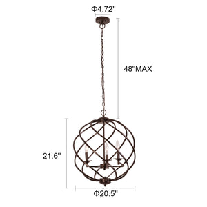 Jericho Hanging Pendant Country Farmhouse 3-Light Bronze 19" Wide Ceiling Light by Chloe
