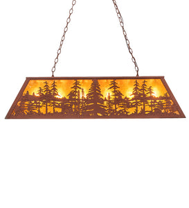 Custom 48" Long Tall Pines Oblong Pendant Rustic Finish Ceiling Light by Meyda