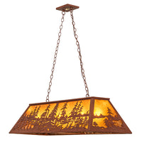 Custom 48" Long Tall Pines Oblong Pendant Rustic Finish Ceiling Light by Meyda
