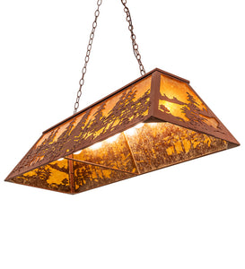 Custom 48" Long Tall Pines Oblong Pendant Rustic Finish Ceiling Light by Meyda