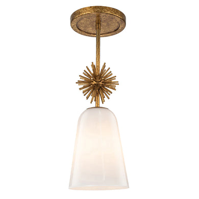 Staring 1 Light Opal Pendant Antiqued Gold Leaf Ceiling Light by Lucas McKearn