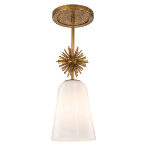 Staring 1 Light Opal Pendant Antiqued Gold Leaf Ceiling Light by Lucas McKearn