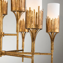 Sawgrass 6 Light Chandelier in Gold Leaf and Opal Glass Ceiling Light by Lucas McKearn