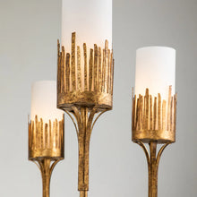Sawgrass 6 Light Chandelier in Gold Leaf and Opal Glass Ceiling Light by Lucas McKearn