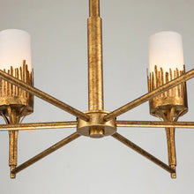 Sawgrass 6 Light Chandelier in Gold Leaf and Opal Glass Ceiling Light by Lucas McKearn