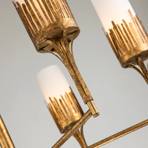 Sawgrass 6 Light Chandelier in Gold Leaf and Opal Glass Ceiling Light by Lucas McKearn