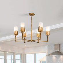 Sawgrass 6 Light Chandelier in Gold Leaf and Opal Glass Ceiling Light by Lucas McKearn