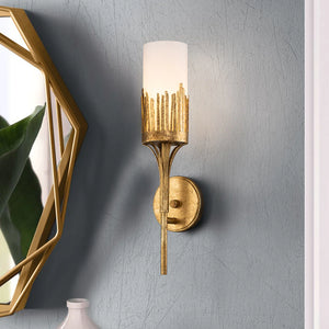 Sawgrass 1 Light Sconce in Gold Leaf Wall Lamp Home Decor by Lucas McKearn