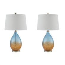 Cortina Ombre Glass Blue Table Lamp, Set of 2,  Bedside Nightstand Reading Desk Table Light by Olliix-510 Design