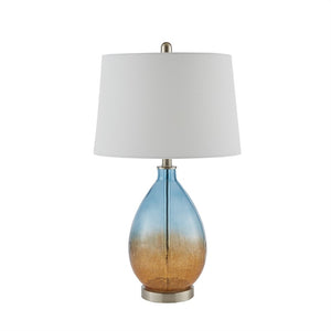 Cortina Ombre Glass Blue Table Lamp, Set of 2,  Bedside Nightstand Reading Desk Table Light by Olliix-510 Design