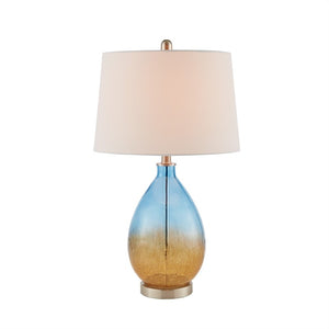 Cortina Ombre Glass Blue Table Lamp, Set of 2,  Bedside Nightstand Reading Desk Table Light by Olliix-510 Design
