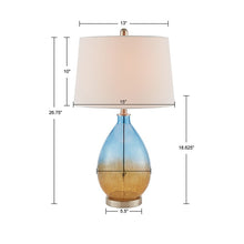 Cortina Ombre Glass Blue Table Lamp, Set of 2,  Bedside Nightstand Reading Desk Table Light by Olliix-510 Design