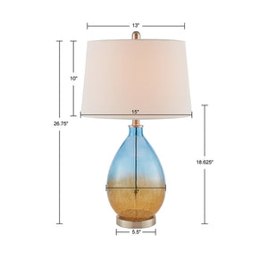 Cortina Ombre Glass Blue Table Lamp, Set of 2,  Bedside Nightstand Reading Desk Table Light by Olliix-510 Design