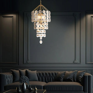 Meridian 9 Light Pendant Chandelier in Gold Leaf and Smokey Grey Glass Ceiling Light by Lucas McKearn
