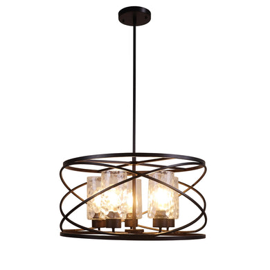 Ironclad Pendant Chandelier Drum Style 5-Light Country Farmhouse 23