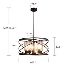 Ironclad Pendant Chandelier Drum Style 5-Light Country Farmhouse 23" Wide Ceiling Light by Chloe