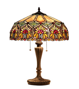 Sunny Table Lamp Tiffany Victorian-style Floral 2 Light 18" Shade Bedside Nightstand Reading Desk Table Light by Chloe