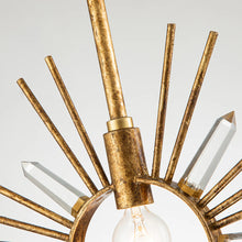 Sun King 1 Light Pendant Gold Leaf Crystal Accents Ceiling Light by Lucas McKearn