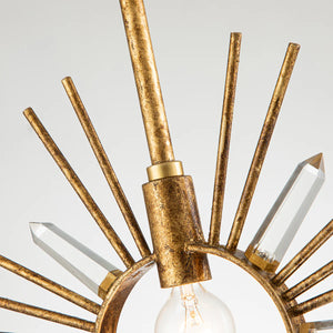 Sun King 1 Light Pendant Gold Leaf Crystal Accents Ceiling Light by Lucas McKearn