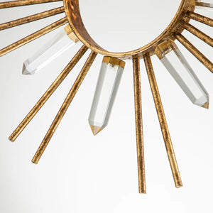 Sun King 1 Light Pendant Gold Leaf Crystal Accents Ceiling Light by Lucas McKearn