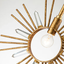 Sun King 1 Light Pendant Gold Leaf Crystal Accents Ceiling Light by Lucas McKearn