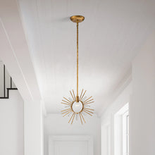 Sun King 1 Light Pendant Gold Leaf Crystal Accents Ceiling Light by Lucas McKearn