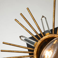 Sun King 1 Light Sconce in Gold Leaf Crystal Accents Wall Lamp Home Decor by Lucas McKearn