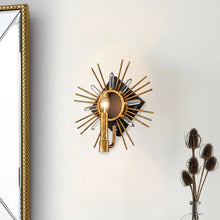 Sun King 1 Light Sconce in Gold Leaf Crystal Accents Wall Lamp Home Decor by Lucas McKearn