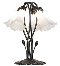 16" High White Tiffany Pond Lily 5 Light Table Lamp Bedside Nightstand Reading Desk Table Light by Meyda