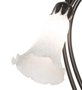 16" High White Tiffany Pond Lily 5 Light Table Lamp Bedside Nightstand Reading Desk Table Light by Meyda