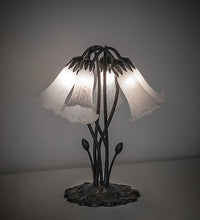 16" High White Tiffany Pond Lily 5 Light Table Lamp Bedside Nightstand Reading Desk Table Light by Meyda