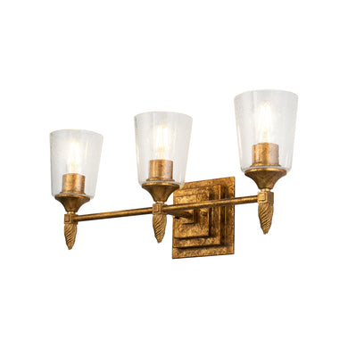 Vetiver 3 Light Bath Bar in Gold Wall Sconce Wall Lamp Home Decor by Lucas McKearn