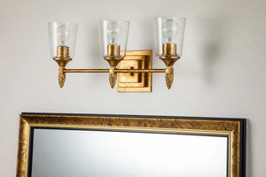 Vetiver 3 Light Bath Bar in Gold Wall Sconce Wall Lamp Home Decor by Lucas McKearn