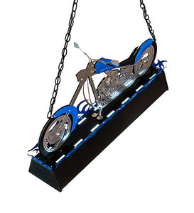 Custom 38" Long Blue Motorcycle Oblong Pendant Ceiling Light by Meyda