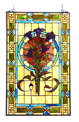 Tulips Tiffany-Style Stained Glass Vertical Decorative Hanging Window Panel 20x32 Home Decor by Chloe