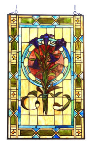 Tulips Tiffany-Style Stained Glass Vertical Decorative Hanging Window Panel 20x32 Home Decor by Chloe