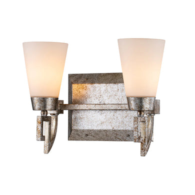 Lemuria 2 Light Bath Bar in Silver Leaf Wall Sconce Wall Lamp Home Decor by Lucas McKearn