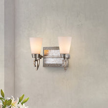 Lemuria 2 Light Bath Bar in Silver Leaf Wall Sconce Wall Lamp Home Decor by Lucas McKearn