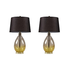 Cortina Ombre Glass Gold Table Lamp, Set of 2,  Bedside Nightstand Reading Desk Table Light by Olliix-510 Design