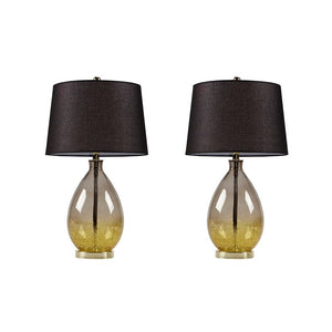 Cortina Ombre Glass Gold Table Lamp, Set of 2,  Bedside Nightstand Reading Desk Table Light by Olliix-510 Design