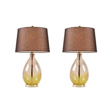 Cortina Ombre Glass Gold Table Lamp, Set of 2,  Bedside Nightstand Reading Desk Table Light by Olliix-510 Design