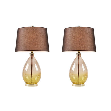 Cortina Ombre Glass Gold Table Lamp, Set of 2,  Bedside Nightstand Reading Desk Table Light by Olliix-510 Design