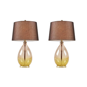 Cortina Ombre Glass Gold Table Lamp, Set of 2,  Bedside Nightstand Reading Desk Table Light by Olliix-510 Design