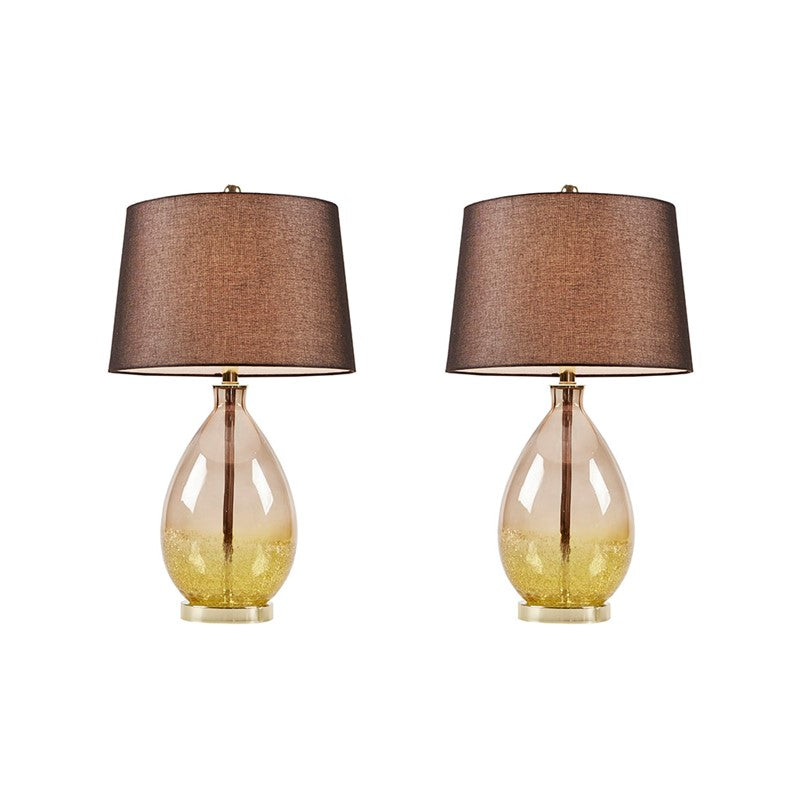 Cortina Ombre Glass Gold Table Lamp, Set of 2,  Bedside Nightstand Reading Desk Table Light by Olliix-510 Design