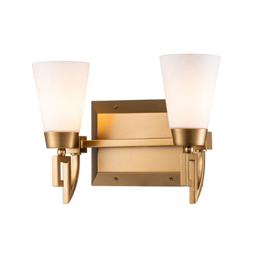 Lemuria 2 Light Bath Bar in Laquered Gold Wall Sconce Wall Lamp Home Decor by Lucas McKearn