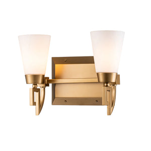 Lemuria 2 Light Bath Bar in Laquered Gold Wall Sconce Wall Lamp Home Decor by Lucas McKearn
