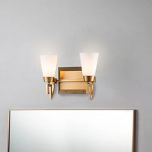 Lemuria 2 Light Bath Bar in Laquered Gold Wall Sconce Wall Lamp Home Decor by Lucas McKearn