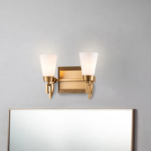 Lemuria 2 Light Bath Bar in Laquered Gold Wall Sconce Wall Lamp Home Decor by Lucas McKearn