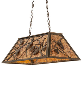 Custom 33" Long Whispering Pines Oblong Pendant Ceiling Light by Meyda